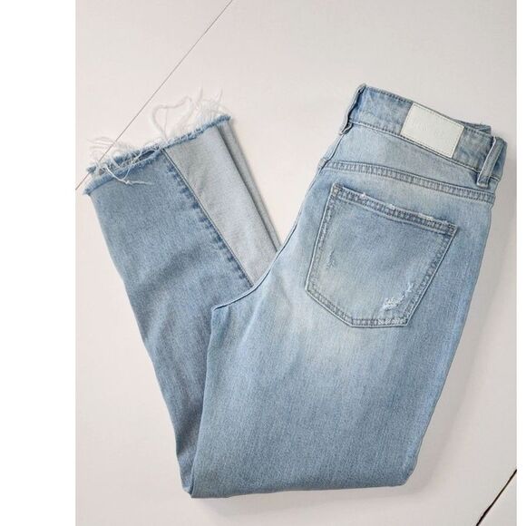 Pistola Distressed Two-Tone Mid-Rise Straight Leg Jeans Size 28 - Picture 4 of 10